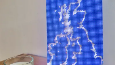 A RNLI Dottie Board, a map of the Uk on an LED matrix showing all the RNLI stations 